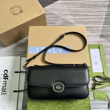 Gucci 739721 Petite GG Malá Kabelka přes Rameno Černá