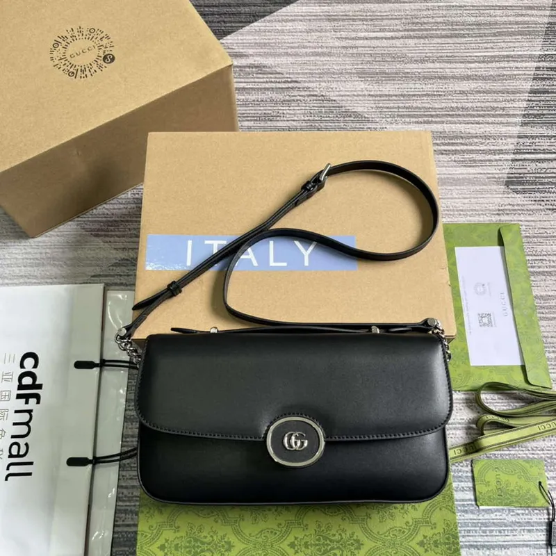 Gucci 739721 Petite GG Malá Kabelka přes Rameno Černá