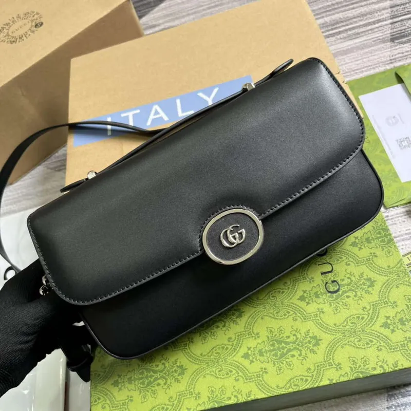 Gucci 739721 Petite GG Malá Kabelka přes Rameno Černá