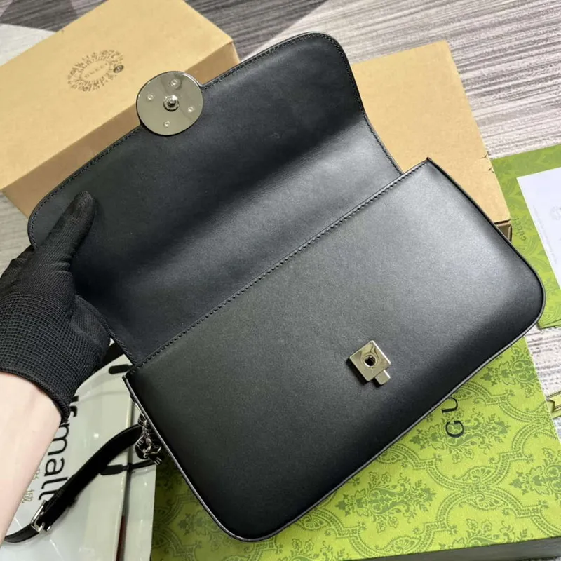 Gucci 739721 Petite GG Malá Kabelka přes Rameno Černá