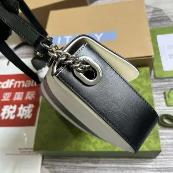 Gucci 739721 Petite GG Malá Kabelka přes Rameno Černá a Bílá