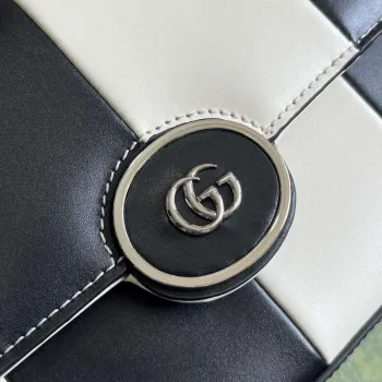Gucci 739721 Petite GG Malá Kabelka přes Rameno Černá a Bílá