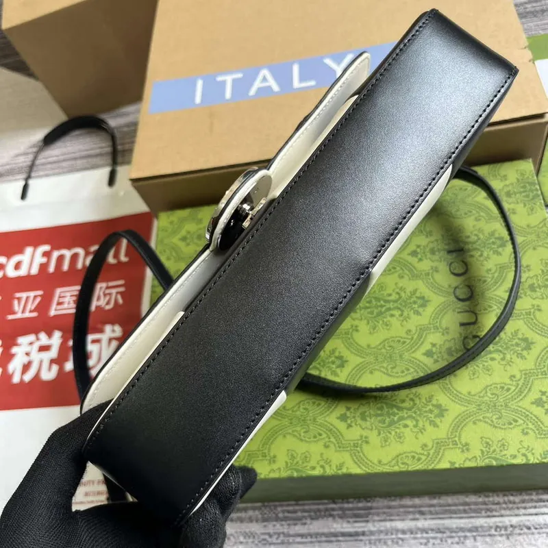 Gucci 739721 Petite GG Malá Kabelka přes Rameno Černá a Bílá