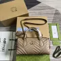 Gucci 746319 GG Marmont Malá kabelka s horním držadlem Mléčný čaj