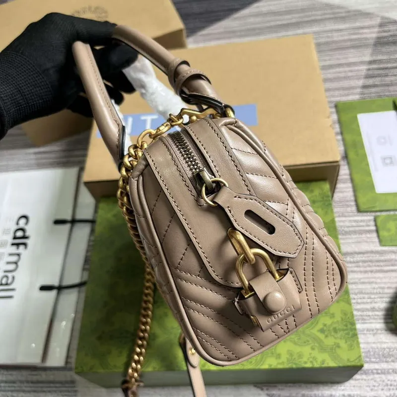 Gucci 746319 GG Marmont Malá kabelka s horním držadlem Mléčný čaj