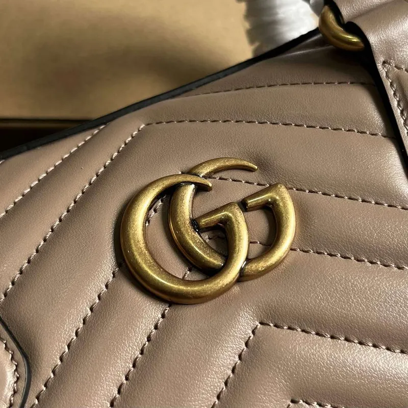 Gucci 746319 GG Marmont Malá kabelka s horním držadlem Mléčný čaj