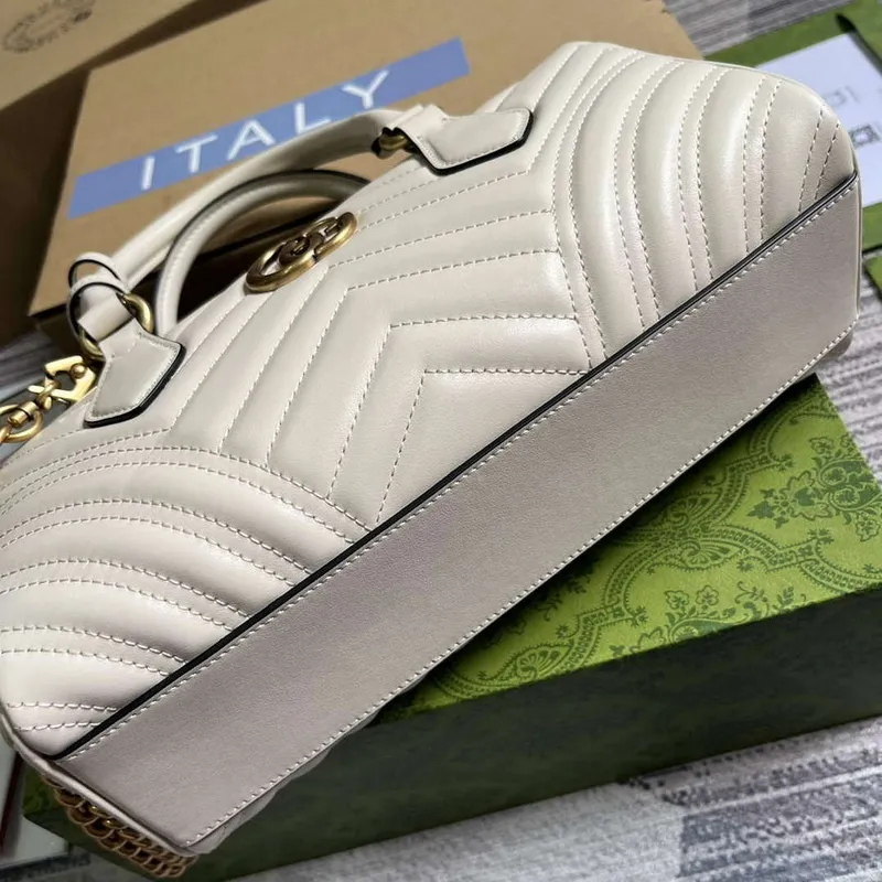 Gucci 746319 GG Marmont Malá kabelka s horním uchem Bílá