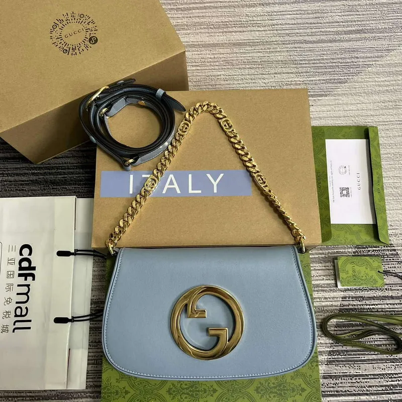 Gucci 699268 Gucci Blondie Kabelka přes rameno Světle modrá kůže