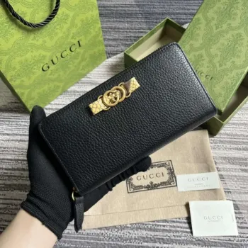 Gucci 750458 Zip peněženka s propleteným G pythonovým mašlí černá