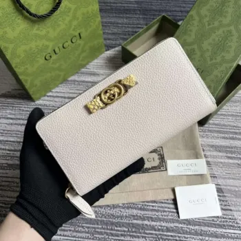 Gucci 750458 zipová peněženka s propletenou G pythonovou mašlí bílá