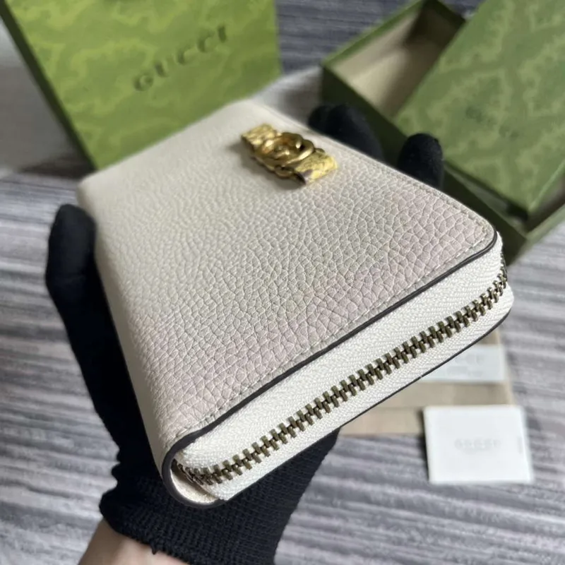 Gucci 750458 zipová peněženka s propletenou G pythonovou mašlí bílá