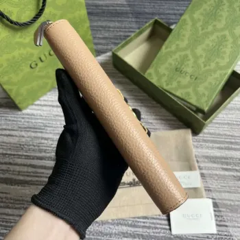 Gucci 750458 zipová peněženka s propleteným G hadím mašlí v růžové béžové barvě