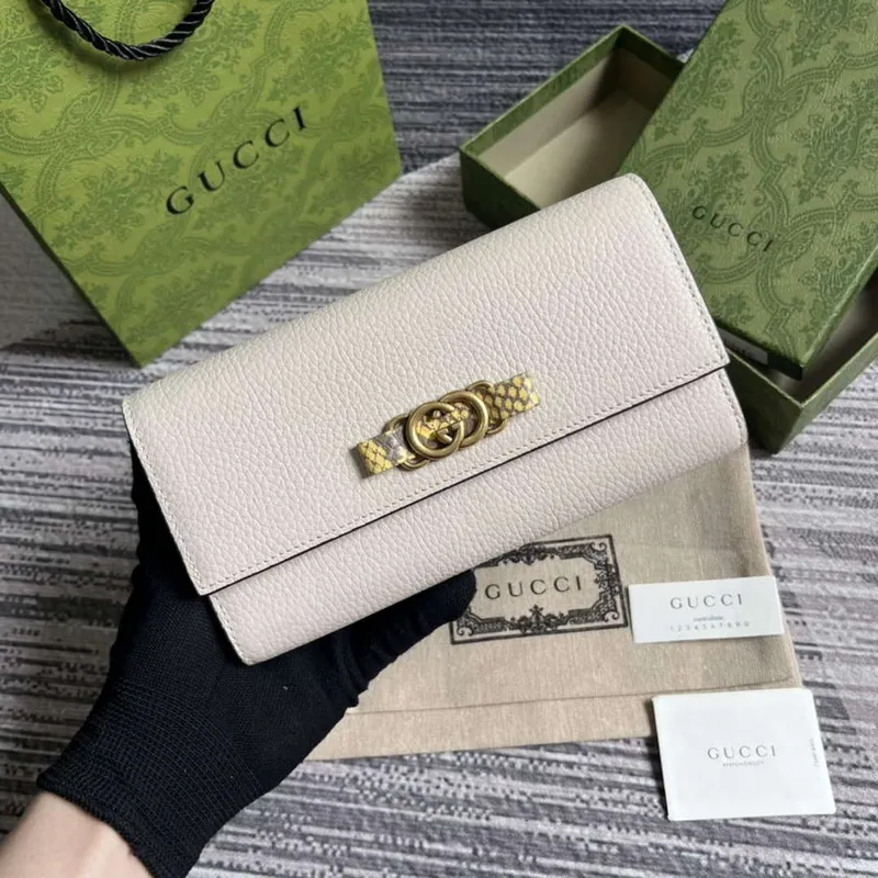 Gucci 750461 Peněženka s propleteným G hadím uzlem bílá