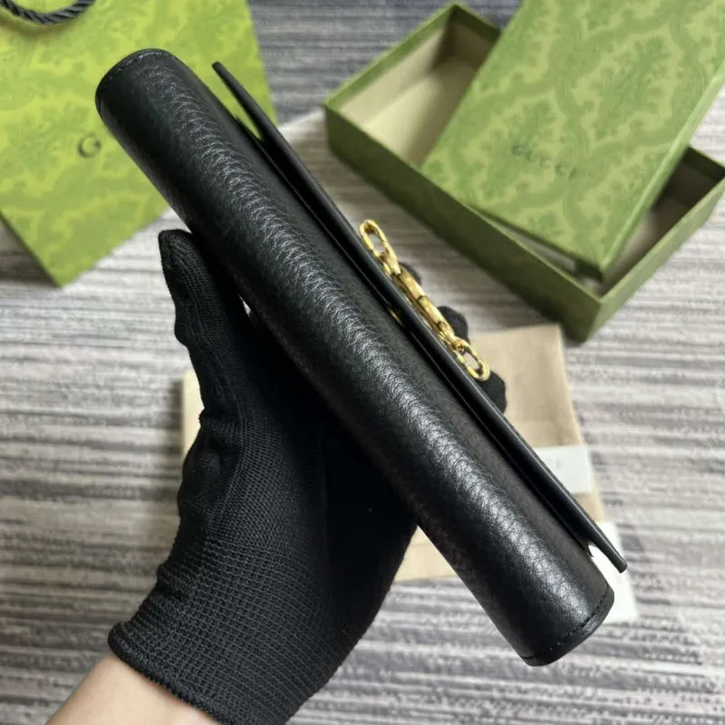 Gucci 750461 Peněženka s propleteným G Python mašlí černá