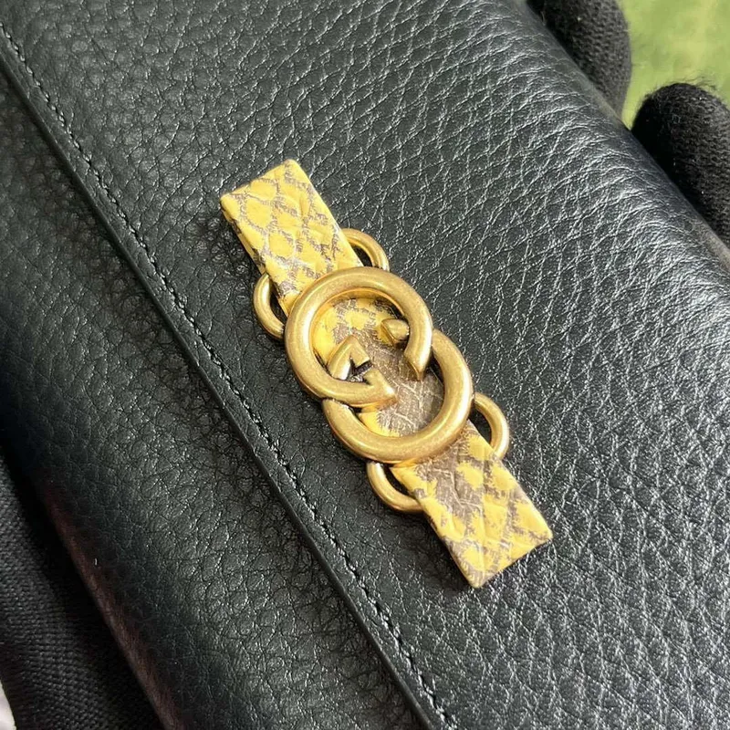 Gucci 750461 Peněženka s propleteným G Python mašlí černá