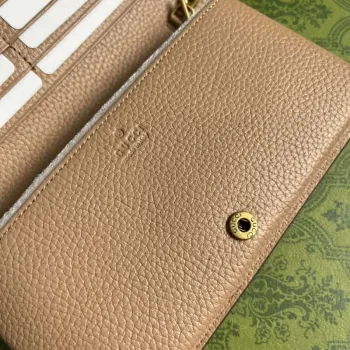 Gucci 746056 Řetězová peněženka s propleteným G hadí mašlí růžová béžová