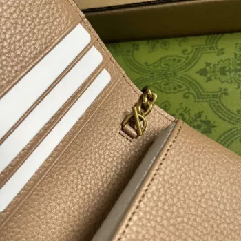 Gucci 746056 Řetězová peněženka s propleteným G hadí mašlí růžová béžová