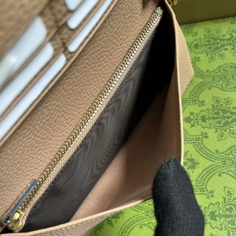 Gucci 746056 Řetězová peněženka s propleteným G hadí mašlí růžová béžová