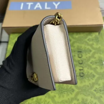 Gucci 746056 Řetízková peněženka s propleteným G hadí mašlí bílá