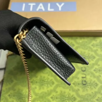 Gucci 746056 Řetězová peněženka s propleteným G hadí mašlí černá