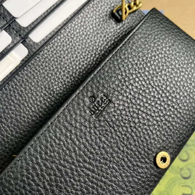 Gucci 746056 Řetězová peněženka s propleteným G hadí mašlí černá