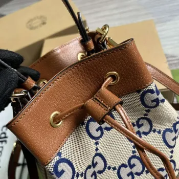 Gucci 550621 Ophidia Malá GG Kbelík Taška Hnědá