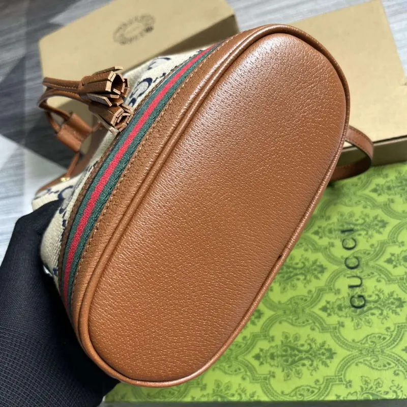Gucci 550621 Ophidia Malá GG Kbelík Taška Hnědá