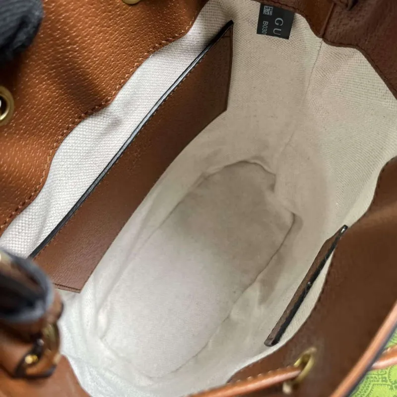 Gucci 550621 Ophidia Malá GG Kbelík Taška Hnědá