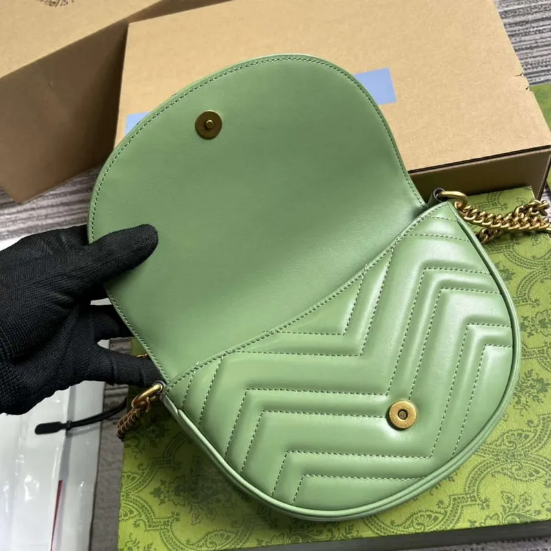 Gucci 746431 GG Marmont Matelassé Chain Mini Taška Zelená