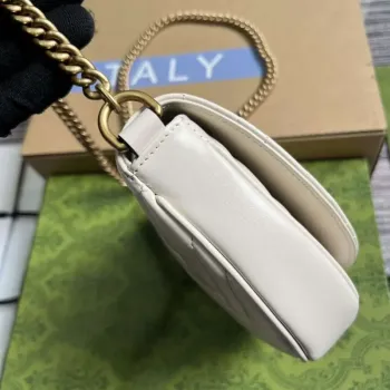 Gucci 746431 GG Marmont Matelassé Chain Mini Bag Bílá