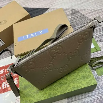 Gucci 696009 Jumbo GG Střední Messenger Taška Taupe