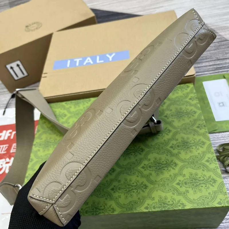 Gucci 696009 Jumbo GG Střední Messenger Taška Taupe