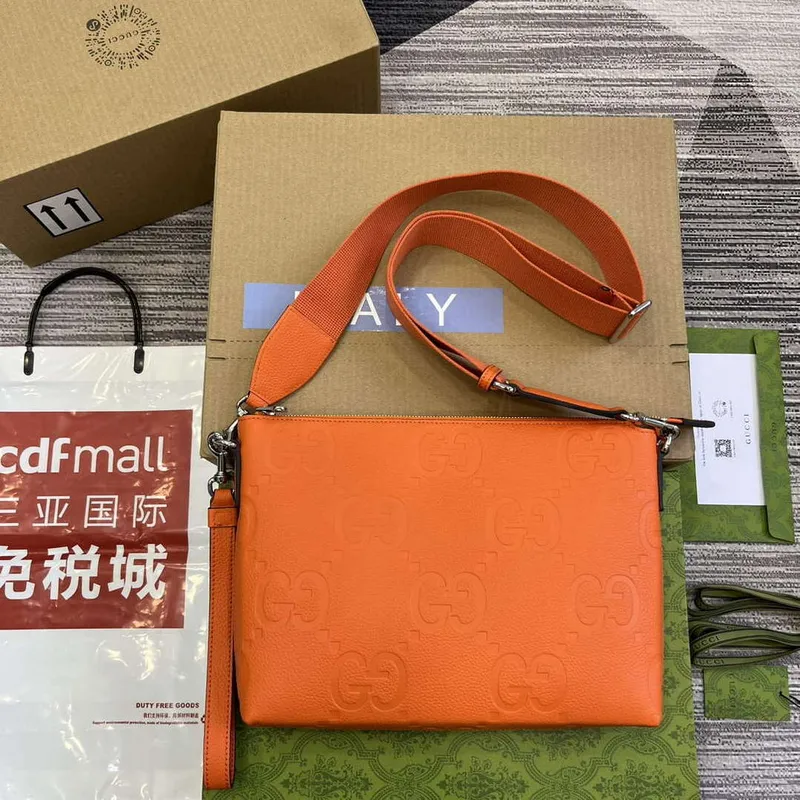 Gucci 696009 Jumbo GG Střední Messenger Taška Oranžová
