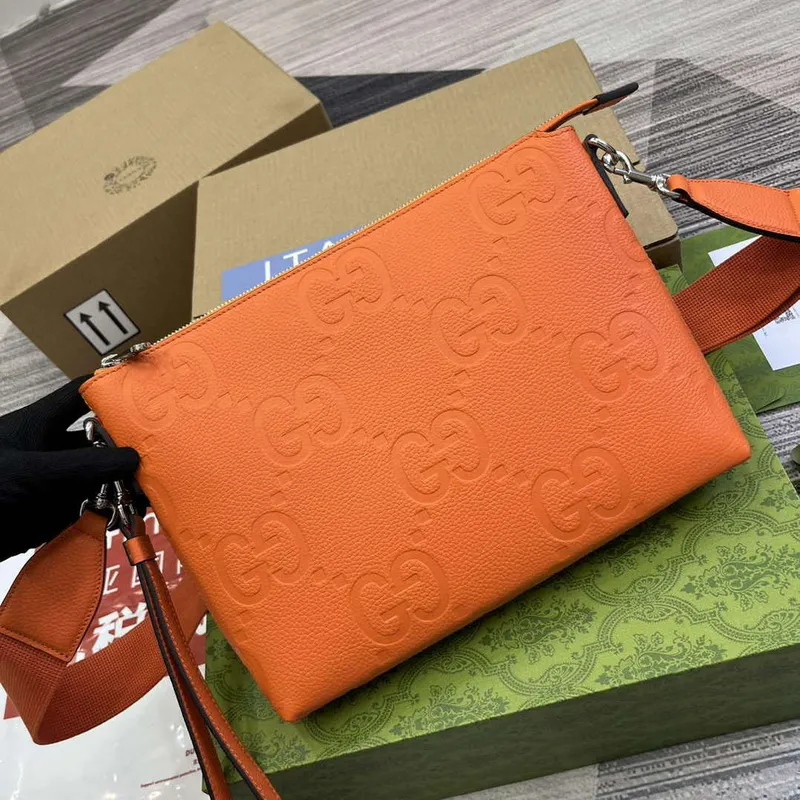 Gucci 696009 Jumbo GG Střední Messenger Taška Oranžová