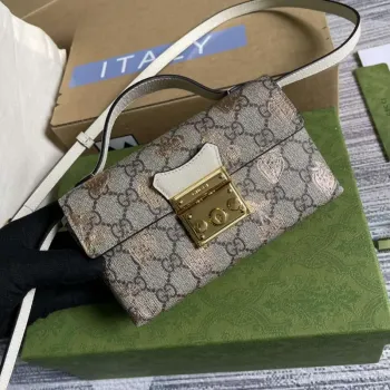 Gucci 652683 Padlock Mini Taška Bílá kůže