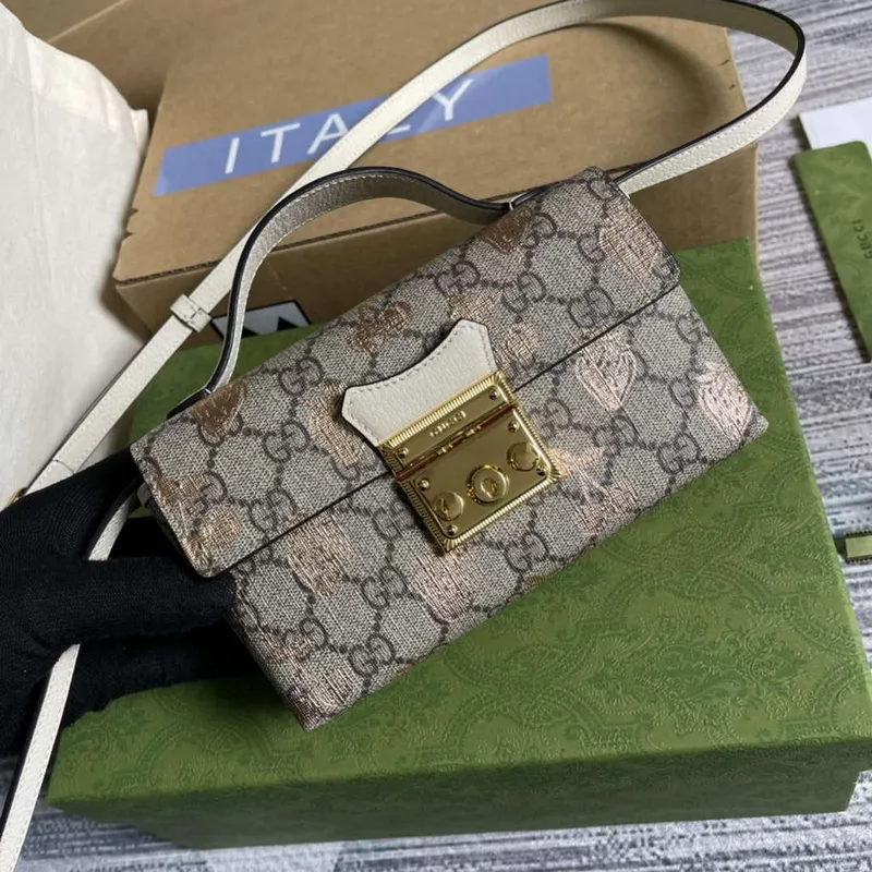 Gucci 652683 Padlock Mini Taška Bílá kůže