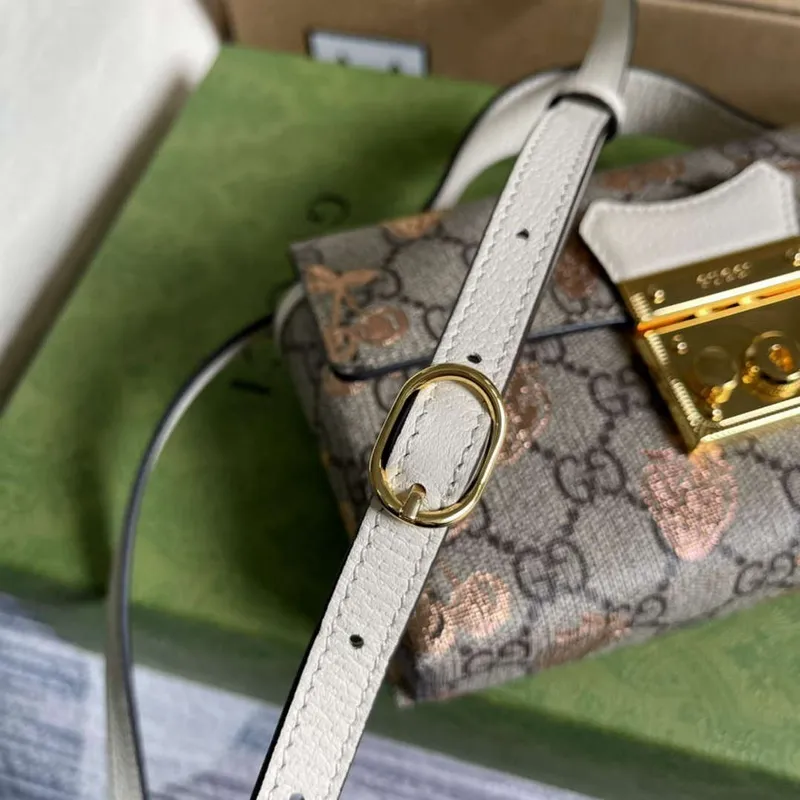 Gucci 652683 Padlock Mini Taška Bílá kůže