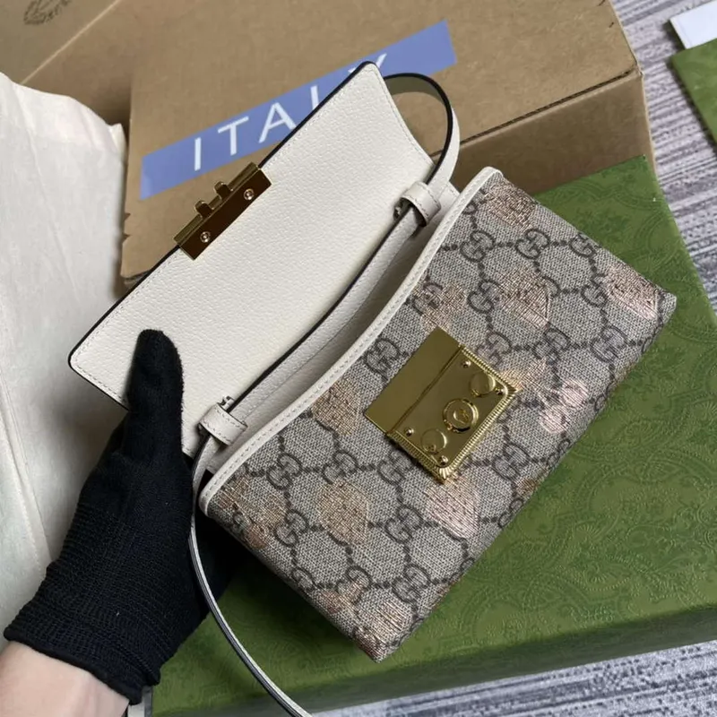 Gucci 652683 Padlock Mini Taška Bílá kůže