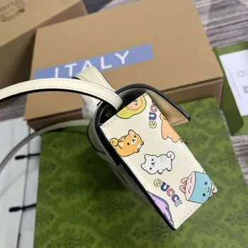 Gucci 652683 Padlock Mini Taška Bílá kůže zvířecí potisk