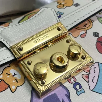 Gucci 652683 Padlock Mini Taška Bílá kůže zvířecí potisk