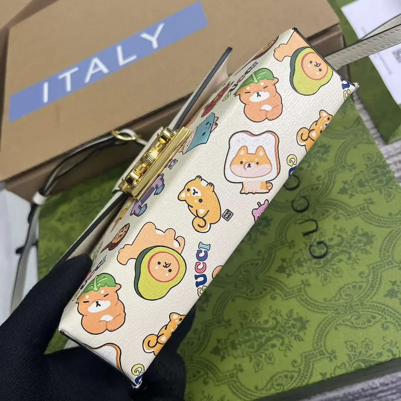 Gucci 652683 Padlock Mini Taška Bílá kůže zvířecí potisk
