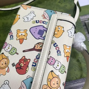 Gucci 652683 Padlock Mini Taška Bílá kůže zvířecí potisk