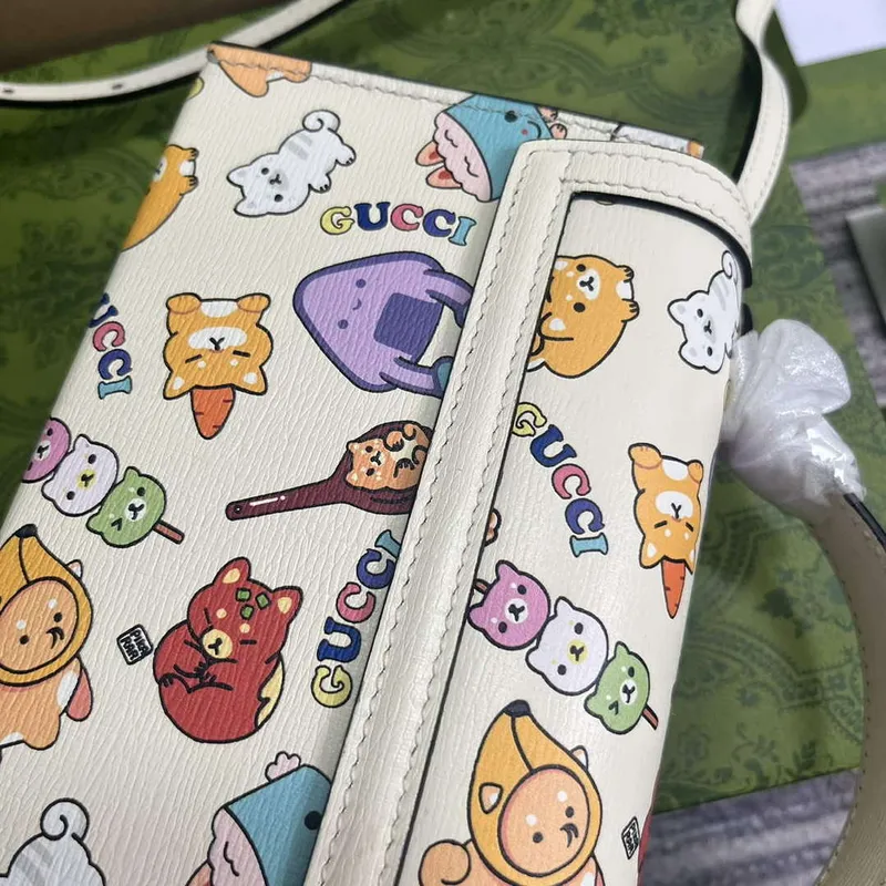 Gucci 652683 Padlock Mini Taška Bílá kůže zvířecí potisk