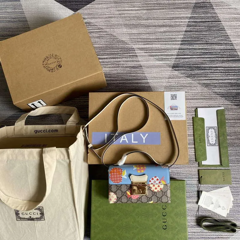 Gucci 652683 Mini Taška s Zámkem Modrá a Bílá