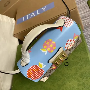 Gucci 652683 Mini Taška s Zámkem Modrá a Bílá