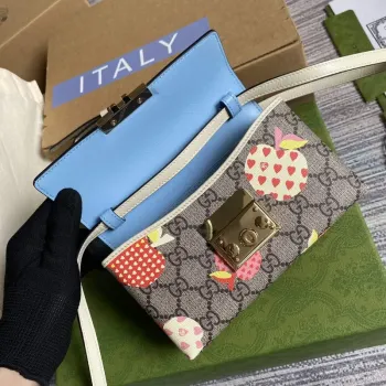 Gucci 652683 Mini Taška s Zámkem Modrá a Bílá