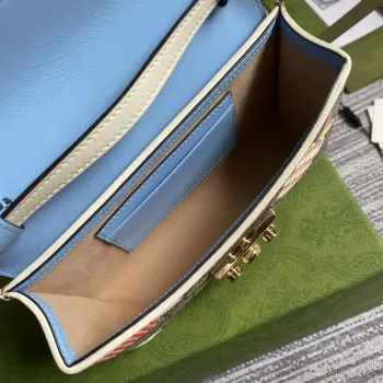 Gucci 652683 Mini Taška s Zámkem Modrá a Bílá