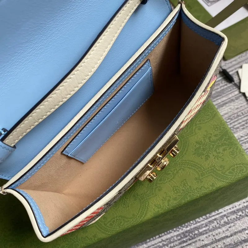 Gucci 652683 Mini Taška s Zámkem Modrá a Bílá