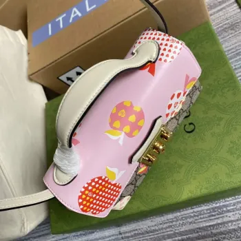 Gucci 652683 Padlock Mini Taška Růžová a Bílá