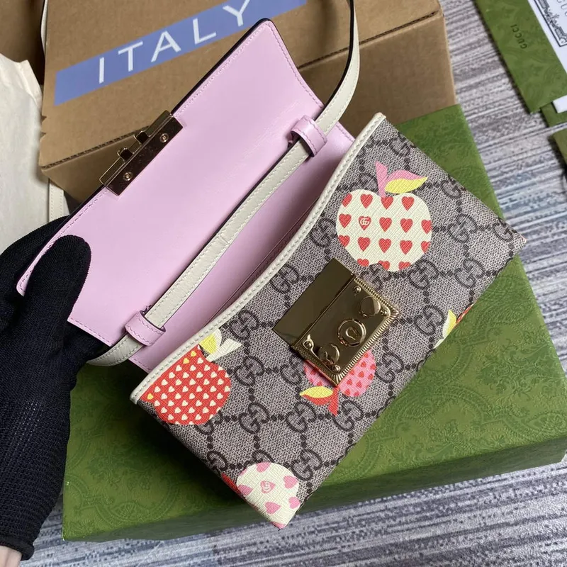 Gucci 652683 Padlock Mini Taška Růžová a Bílá